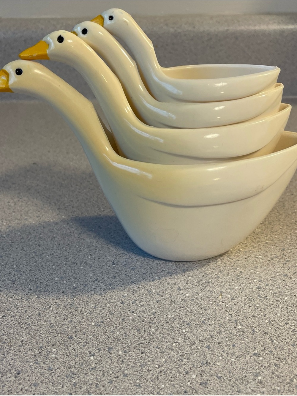 Cream Goose-Shaped Ceramic Nesting Measuring Cups